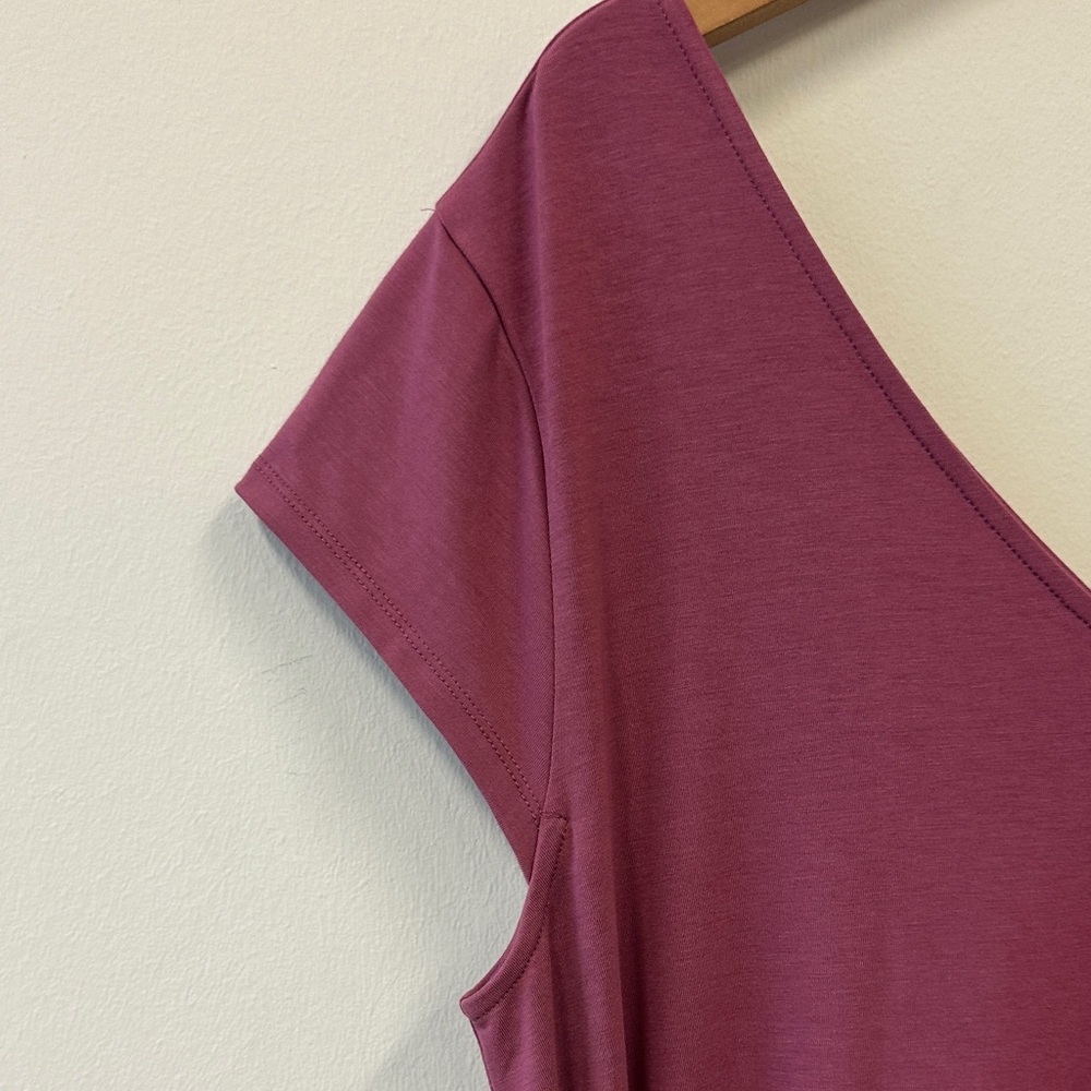 Betabrand Day to Night Mauve Cropped Wideleg Jumpsuit with Tie Waist - Picture 3 of 6